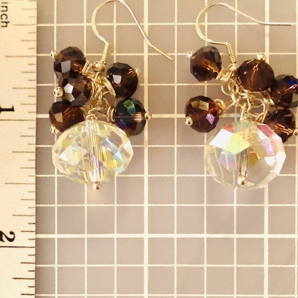 𝅺sterling Silver Earrings Fired Garnet & Austrian Crystal - Picture 10 of 11